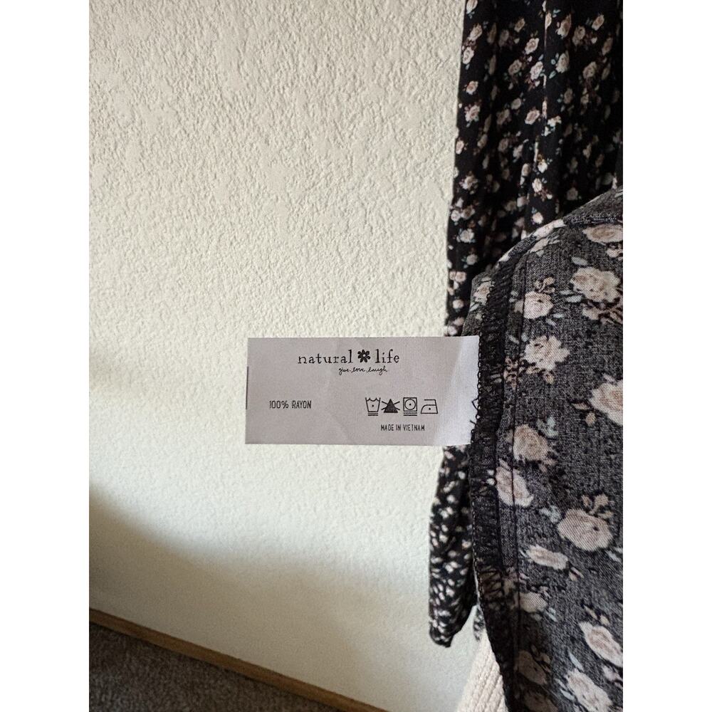 Natural Life Rebecca Midi Dress Black Cream Roses Size XL Cottagecore Floral - Picture 6 of 8